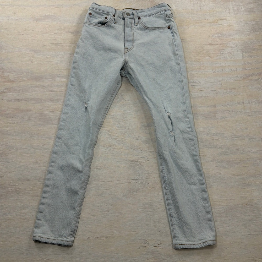 Levi's Jeans 501 Skinny W26 L28 High Rise Distressed Light Wash Blue Womens